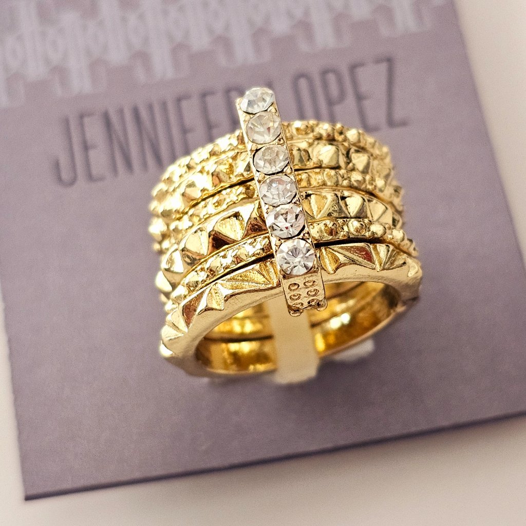 Jennifer Lopez Jlo Connected Textured Multi Band Stacking Ring Size 7 Nwt 17$